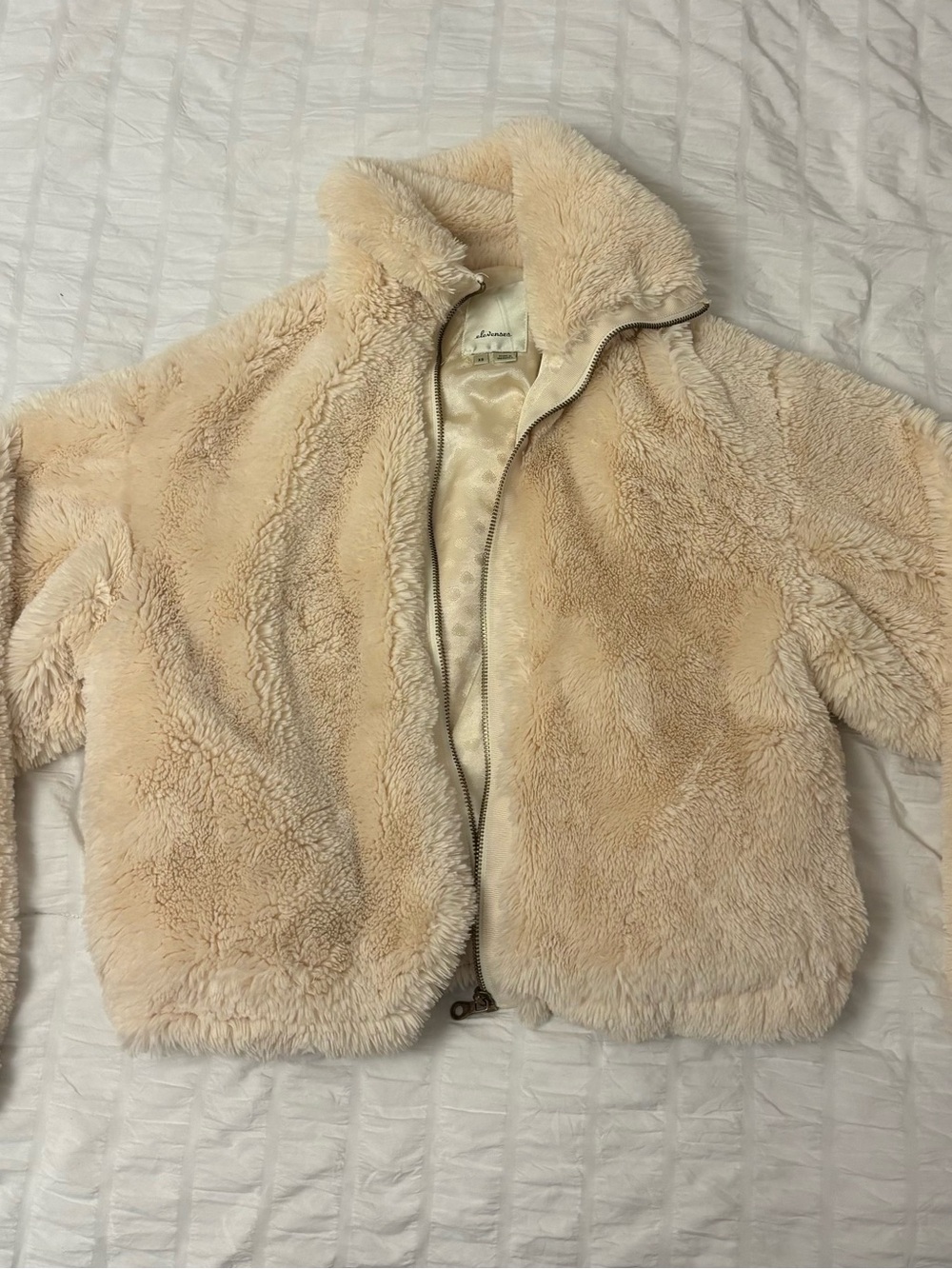 elevenses Plush Faux-Shearling Zip Jacket - Cream